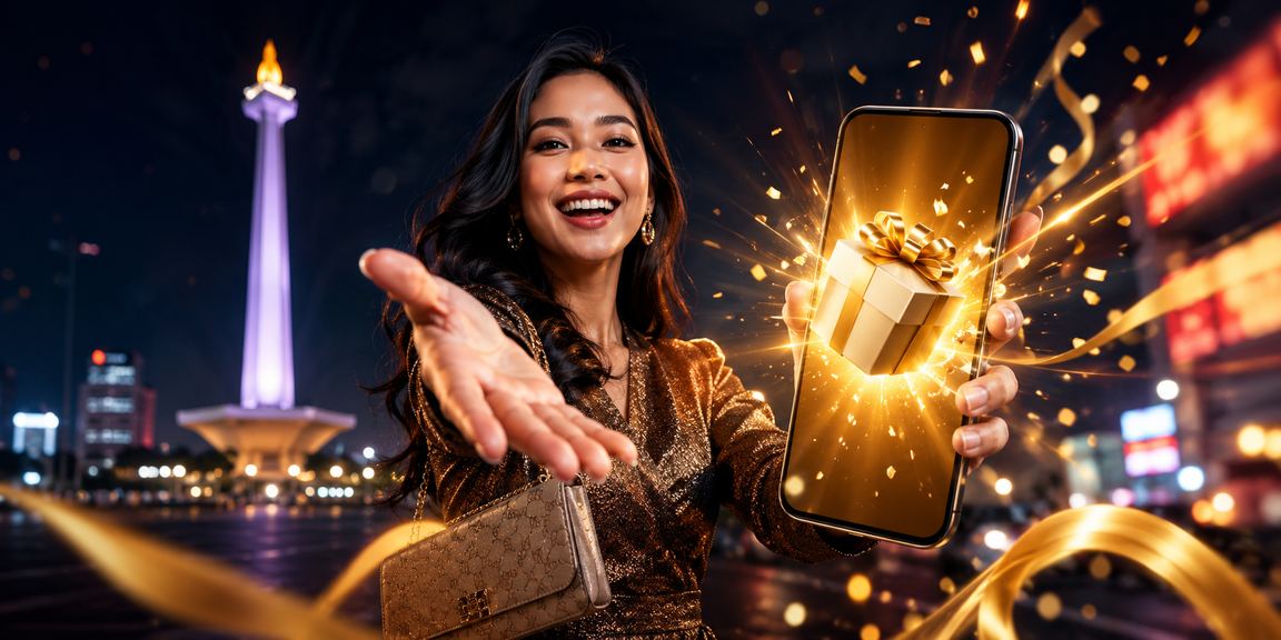 Wanita memainkan casino mobile Vietnam dengan ekspresi antusias di kafe modern