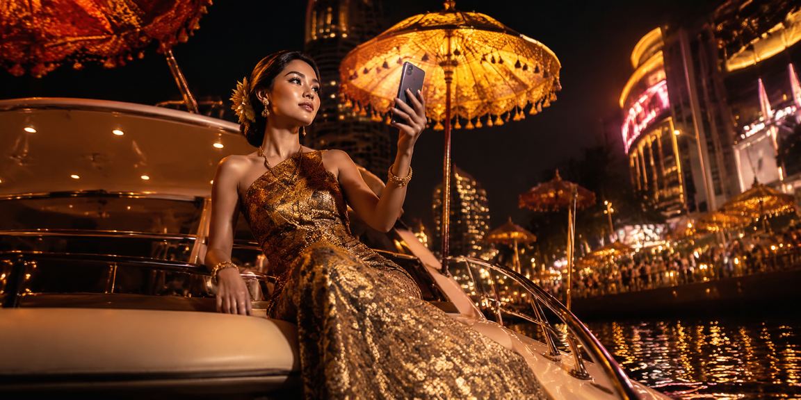 Tampilan lampu neon casino mobile modern di Vietnam yang berwarna-warni