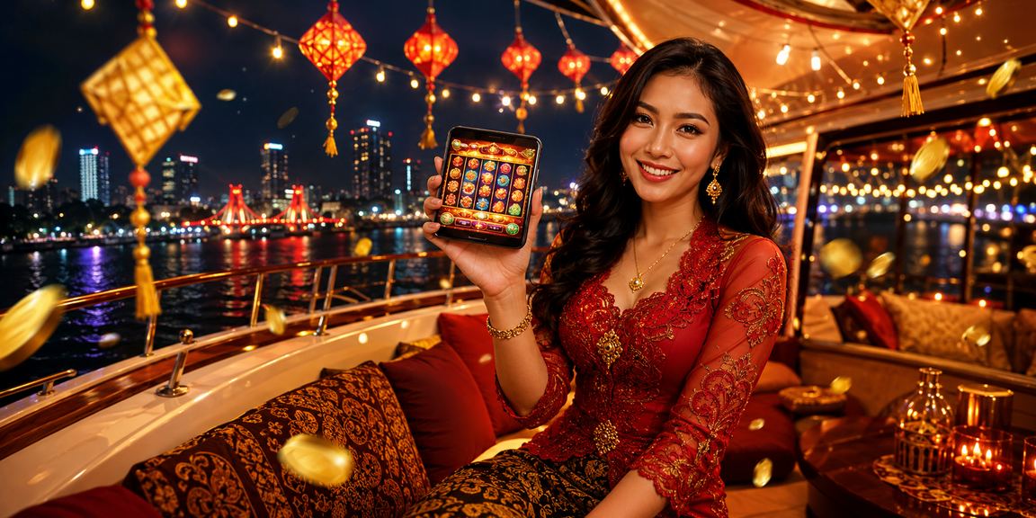 Suasana festival malam dengan permainan slot dan lotre yang meriah di Vietnam